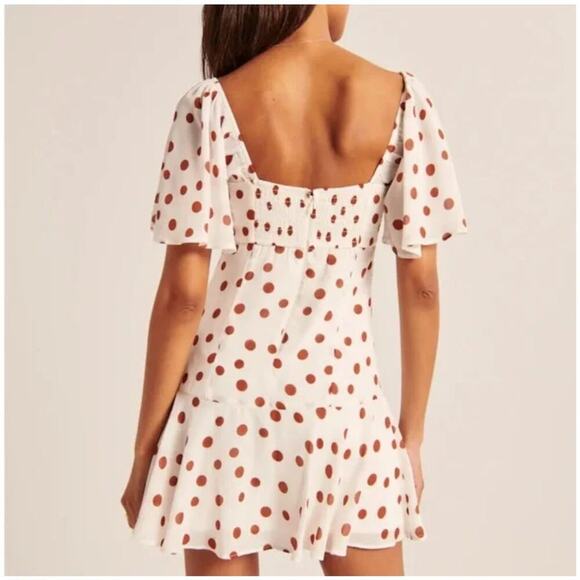 Abercrombie and Fitch Flutter Sleeve Keyhole Mini Dress Ruffle Smocked Size S - Picture 2 of 7